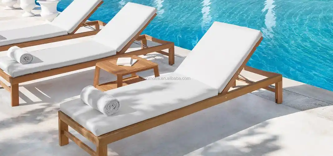 户外柚木沙滩游泳池双人沙发床游艇俱乐部家具豪华户外木床与冠层