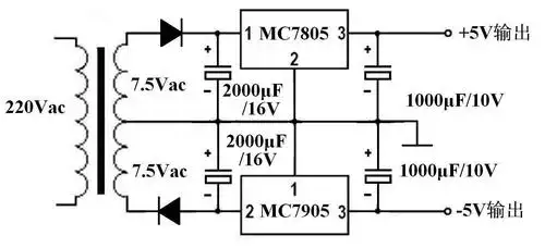 次级输出电压,及电容耐压值,并把7805和7905换成7812和7912)—— 你