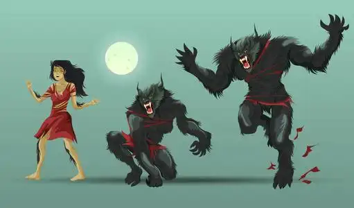 在月光下变成狼人海报的女人照片