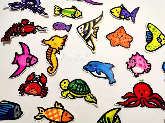 海洋生物简笔画素材参考