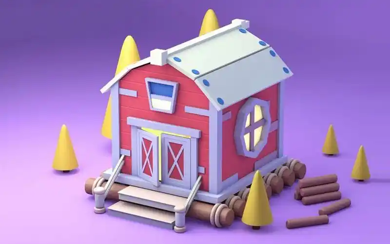 【3dmax建模】简单卡通小场景练习,新手基础场景建模教程