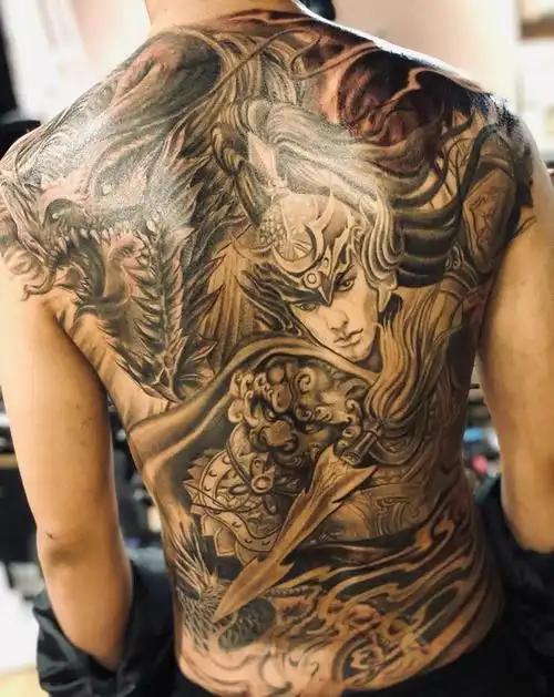 满背赵子龙纹身图片