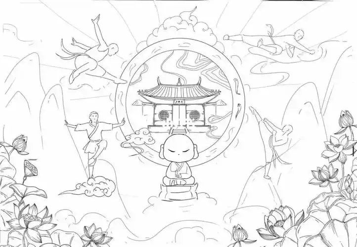 少林寺插画绘制