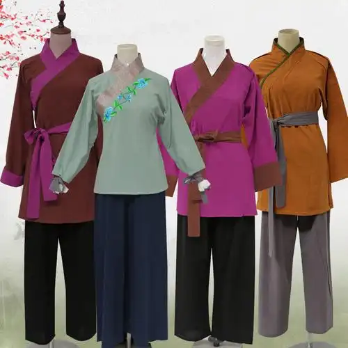 古代店小二衣服演出服装农民平民百姓棉麻布女汉服掌柜孙二娘古装舞台