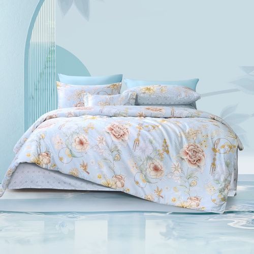 富安娜家纺全棉四件套纯棉床品套件床单被套40支纯棉新疆棉抗菌套件