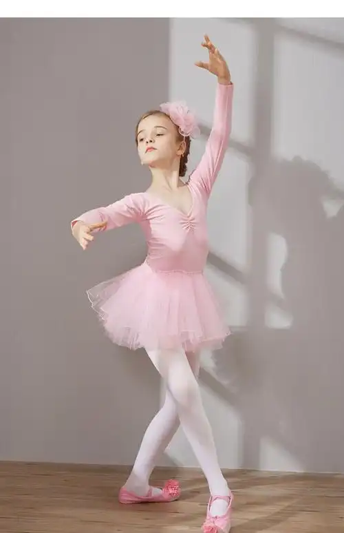 儿童舞蹈服装女童春秋长袖幼儿练功服中国舞跳芭蕾舞裙衣服 007短袖