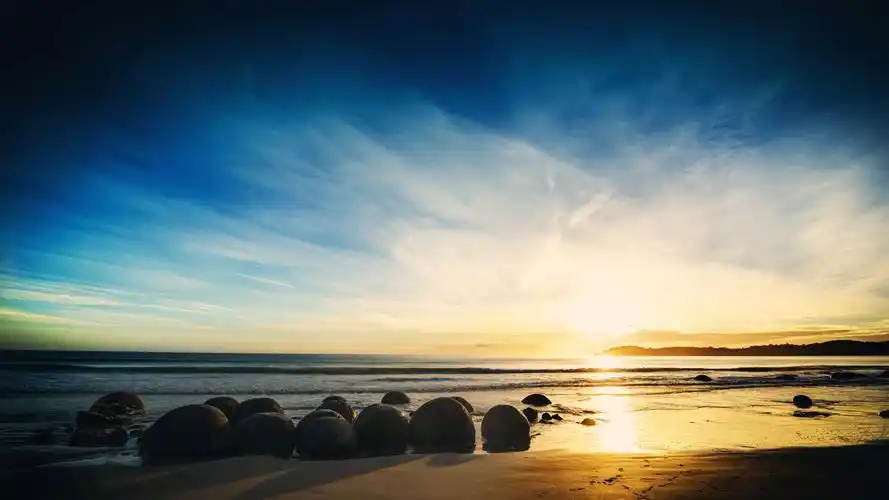 壁纸 海岸自然景观,海水,沙滩,岩石,天空,云,夕阳 桌布 - 2560x1440