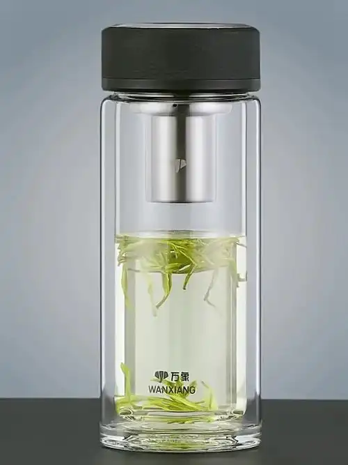 万象双层玻璃杯男女士茶杯送礼盒车载杯子大容量隔热透明水杯