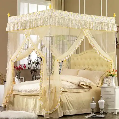 夏季新品 三开门田园公主宫廷蚊帐不锈钢支架加厚加粗型厂家批发