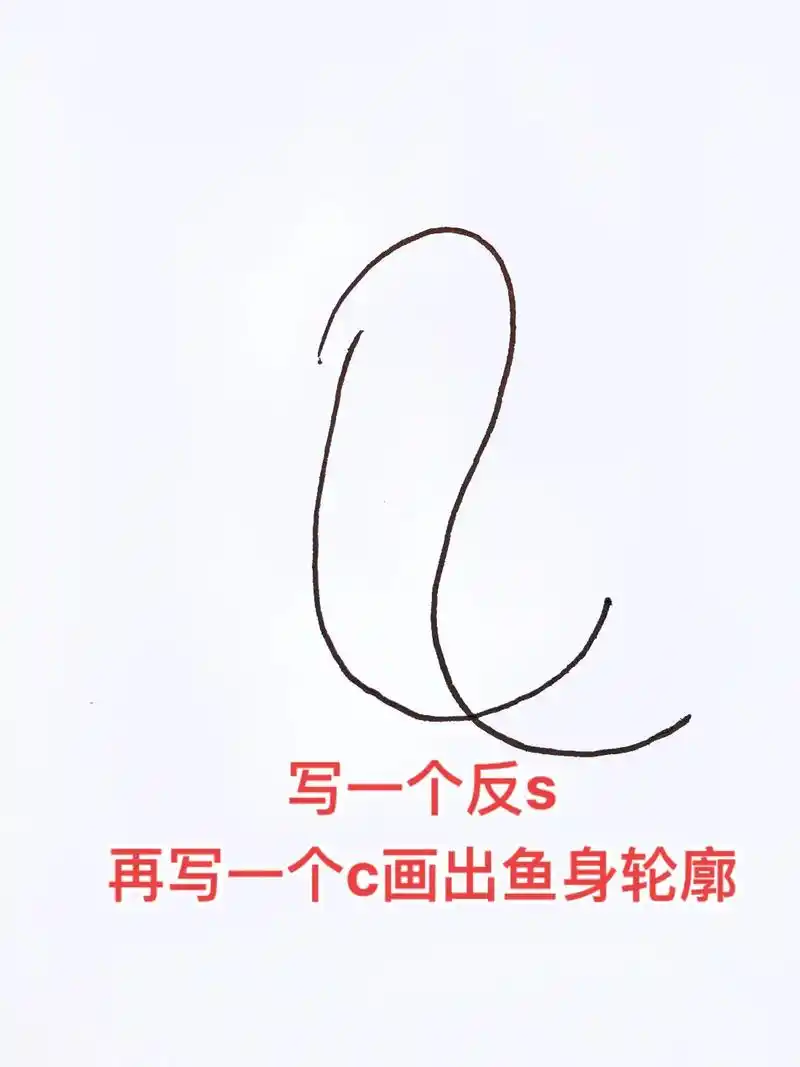 用字母s和c画鲤鱼简笔画教程,祝你年年有余,这种鱼的画法好看 - 抖音