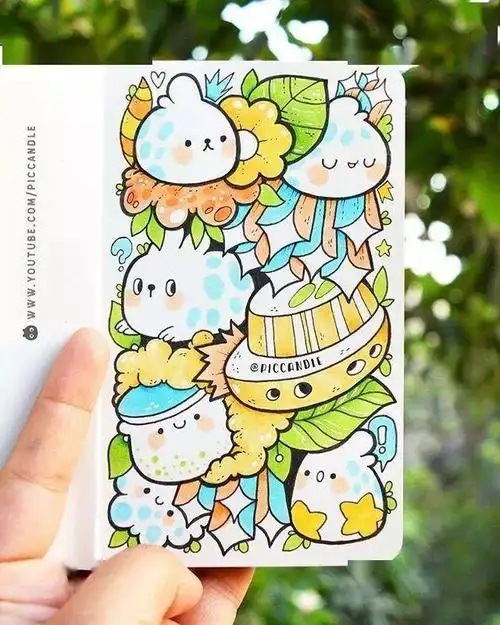 简单可爱的马克笔手绘简笔画,附线稿,教你一学就会!