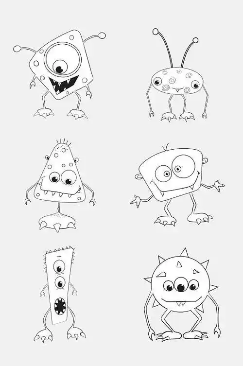 大气三只眼简笔画怪物免抠素材