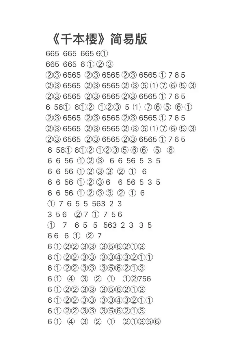 钢琴谱千本樱简谱