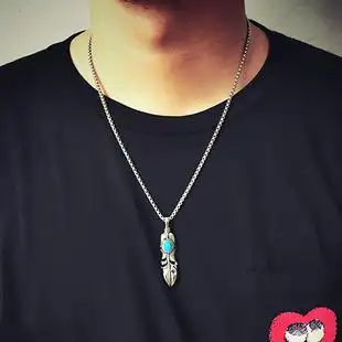 日本潮牌高桥吾郎goros男女复古树叶羽毛蓝松石鹰眼个性吊坠项链