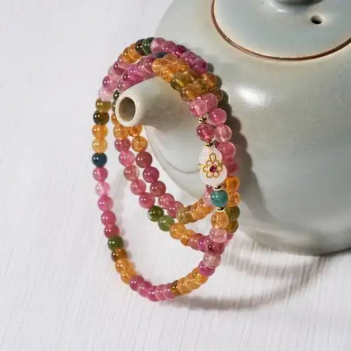 散落人间的彩虹碧玺水晶diy手串