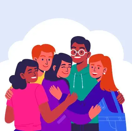 卡通手绘朋友拥抱人物矢量素材