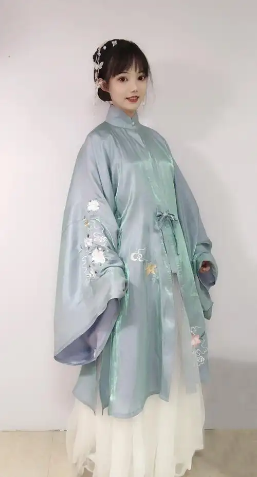 试罗香清梦原创明制汉服刺绣立领对襟长衫中国风日常