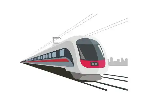 电动列车,站台,客务摊位及时刻表一幅乘火车旅行的图画物流旅客列车