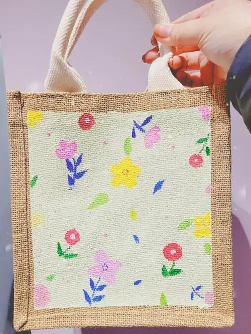 手绘改造无印良品麻布手拎袋