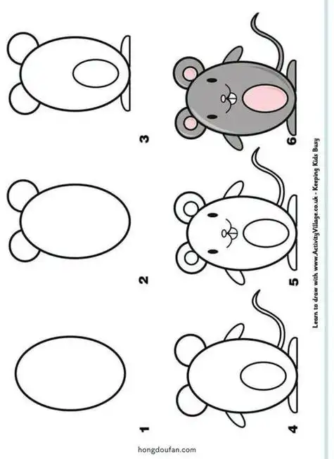 椭圆形的卡通动物简笔画