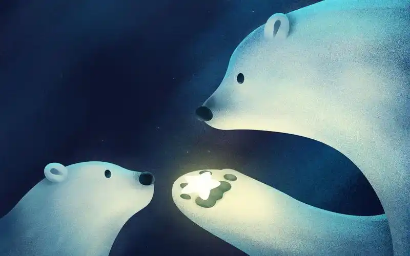 插画世界里的北极熊,艺术壁纸-回车桌面