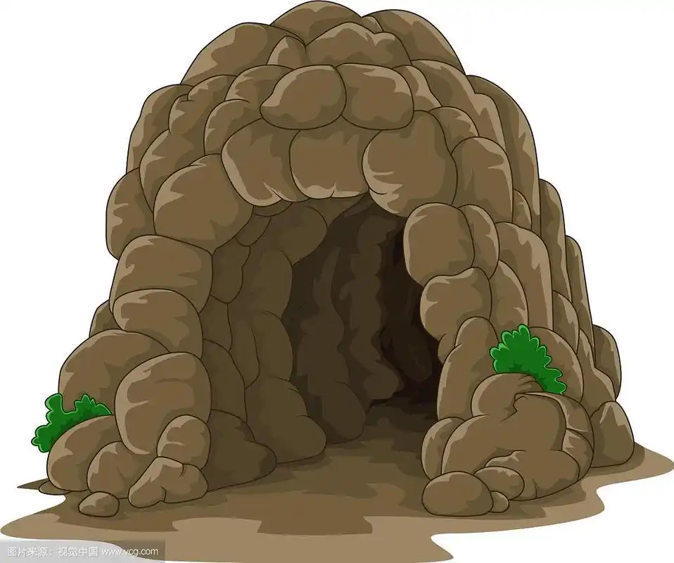 卡通洞穴孤立的白色背景