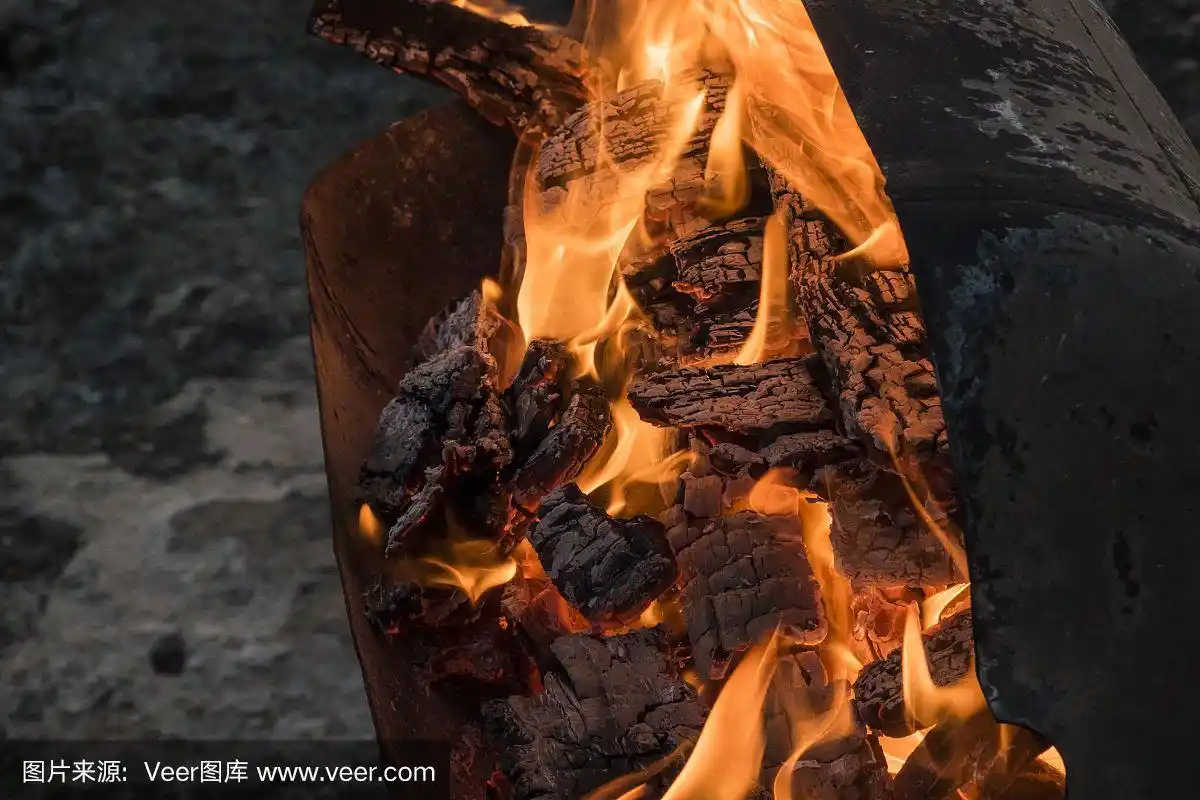 烧烤木材燃烧