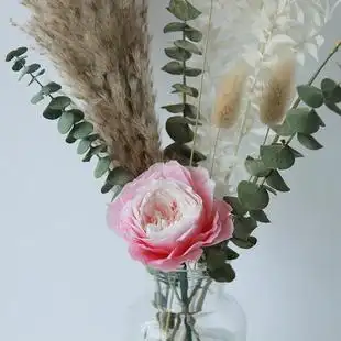 森系尤加利叶永生贾斯汀玫瑰清新干花花束凸显场景高级感