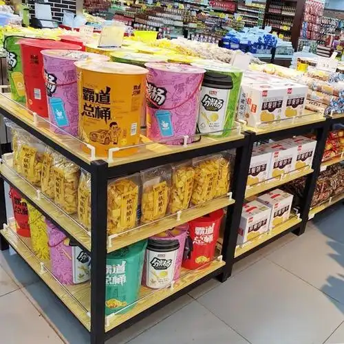 惠霏超市堆头货架食用油钢木三层柜花车促销台展示架便利店牛奶地堆架