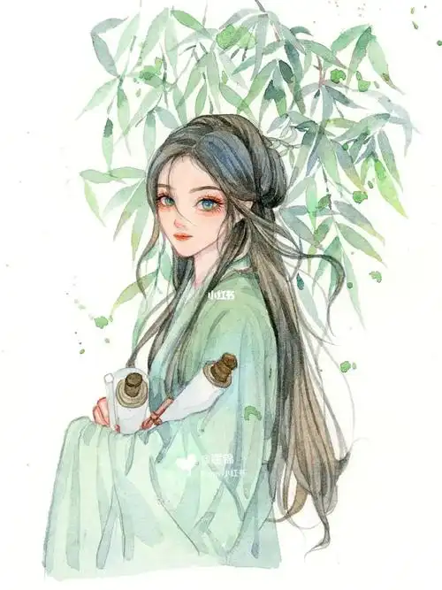 水彩古风绘画视频已更新步骤图线稿图来了