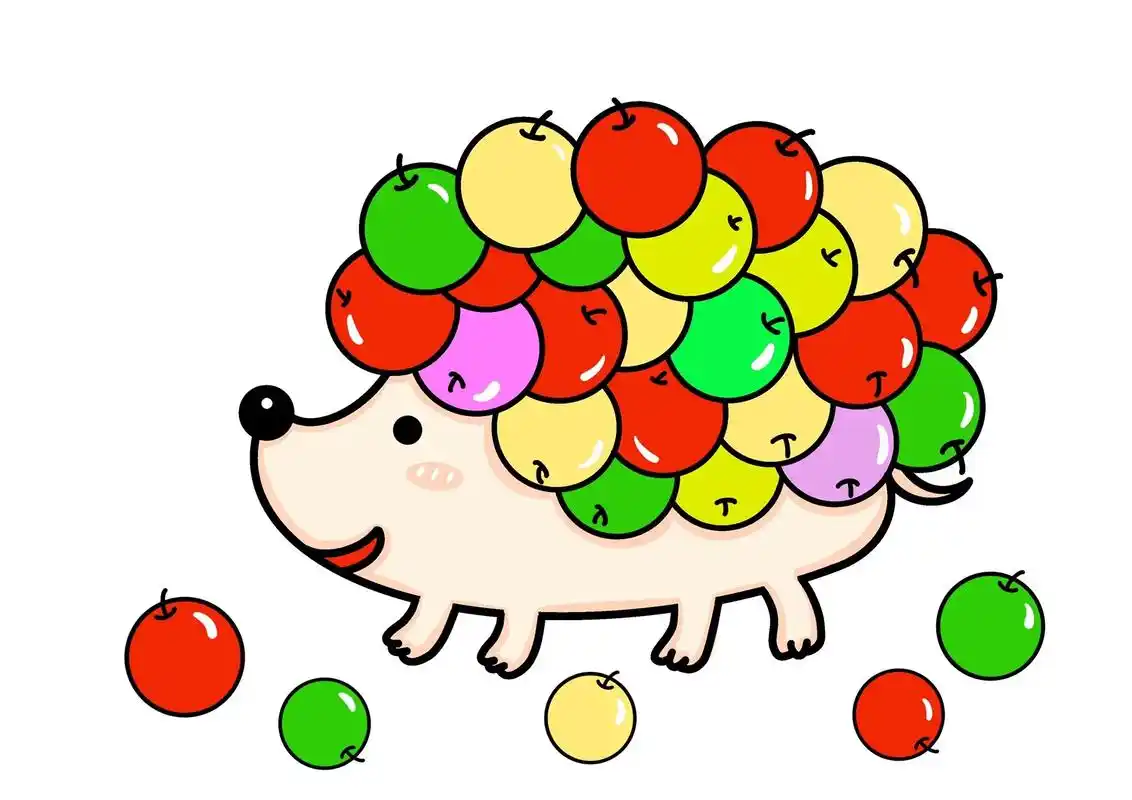 儿童动物创意简笔画,小刺猬摘苹果简笔画教程 - 抖音