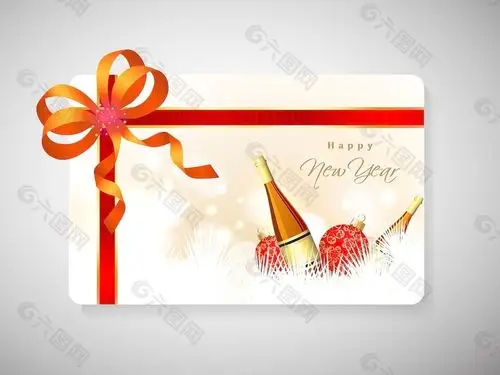 用丝带新年庆典礼品卡