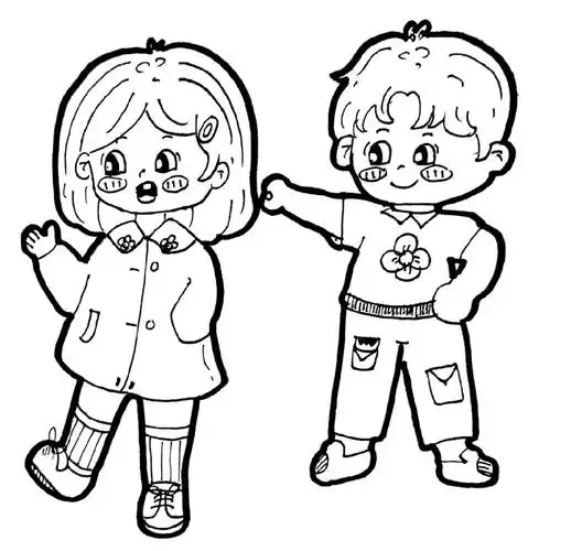 幼儿人物黑白简笔画