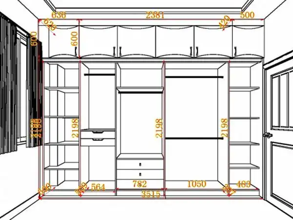 主卧室三门衣柜设计图