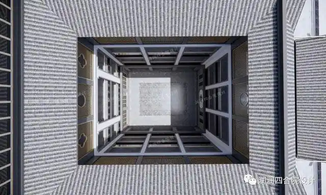 四合院的天井俯视内庭院