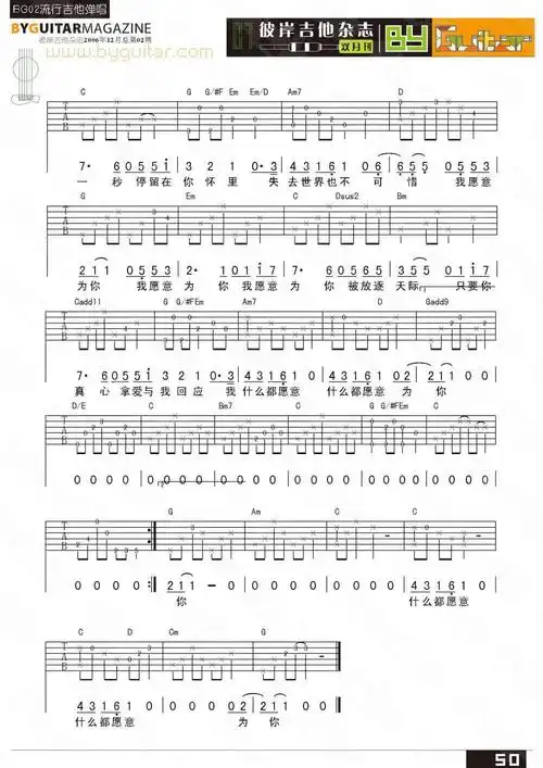 齐秦《我愿意》吉他谱