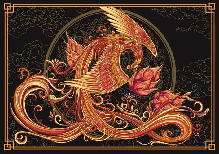 凤凰火龙果插画涅盘