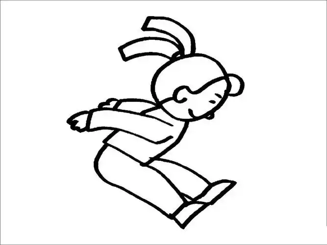 小女孩跳远简笔画
