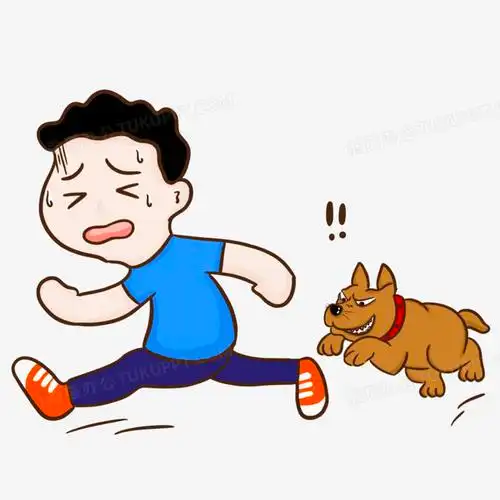 卡通手绘小男孩被狗追免抠元素