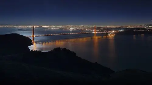 自然风景海滨地点金门大桥艺术设计建筑桥城市城市的灯光夜晚coast