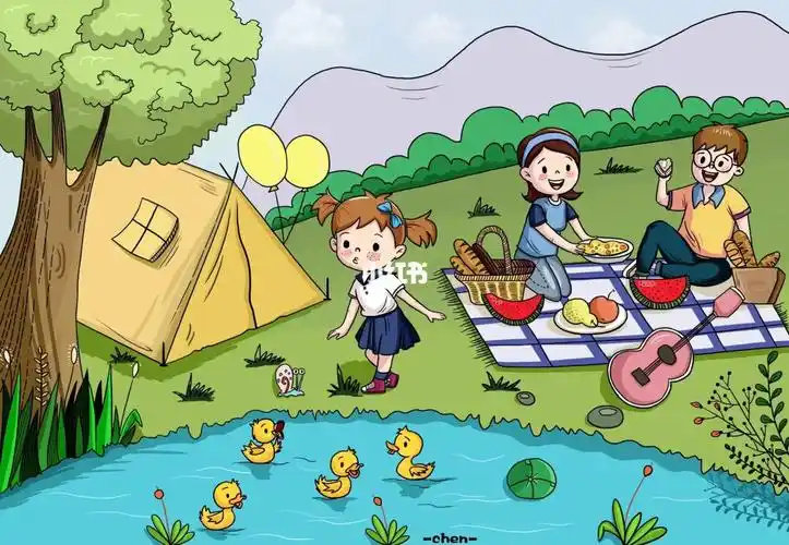 儿童创意画夏日野餐帐篷
