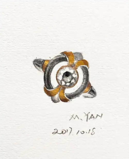 复古款钻戒设计,奉上珠宝手绘步骤图