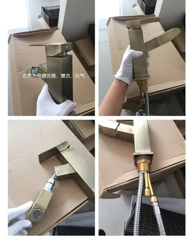 工厂五金卫浴锌包铜复古洗手盆面盆抽拉多功能冷热水龙头11002