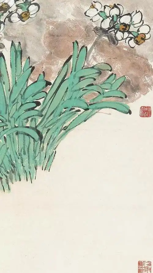 吴昌硕画水仙清香四溢