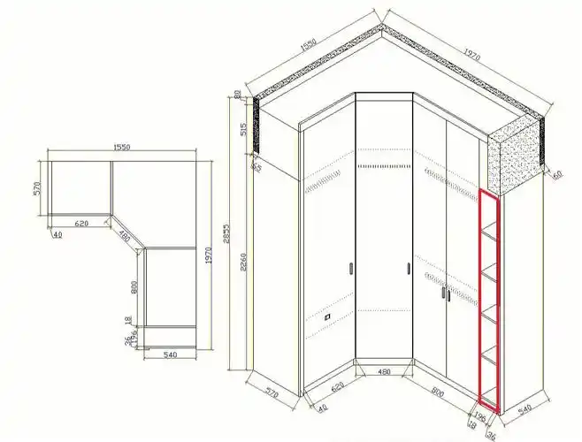 转角衣柜设计求优化文字版