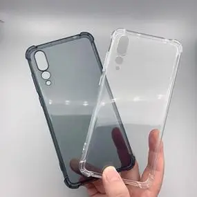 适用华为p20pro手机壳透黑p20保护套透明全包边四角气囊防摔软壳