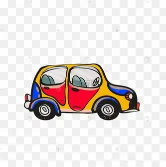 手绘卡通交通工具小汽车