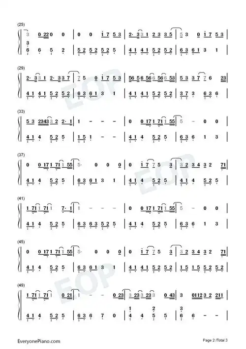 星星失眠-星星藏进星夜还有人没睡眠-抖音热歌双手简谱预览2