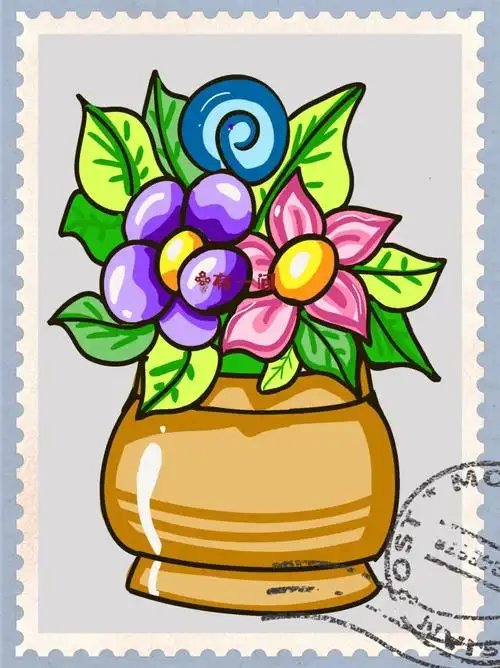 少儿美术-马克笔绘画.小花瓶1.