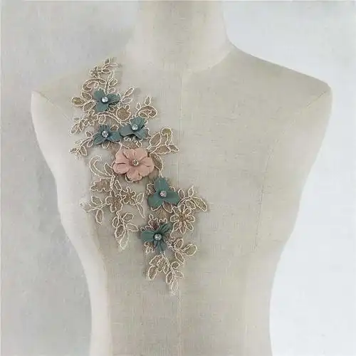 钉珠花边 刺绣花_时尚钉珠手缝钻刺绣蕾丝花朵片花边婚纱diy材料演出